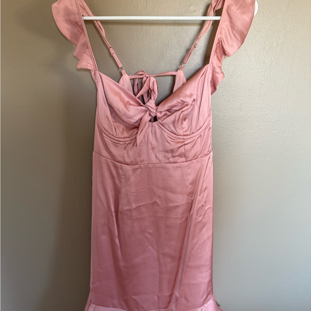 Astr Marla Flutter Strap Satin Minidress
